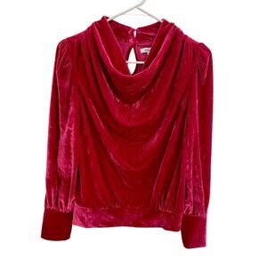BTFL life Velvet Blouse Women Size Small Pink Pullover Long Sleeve Anthropologie